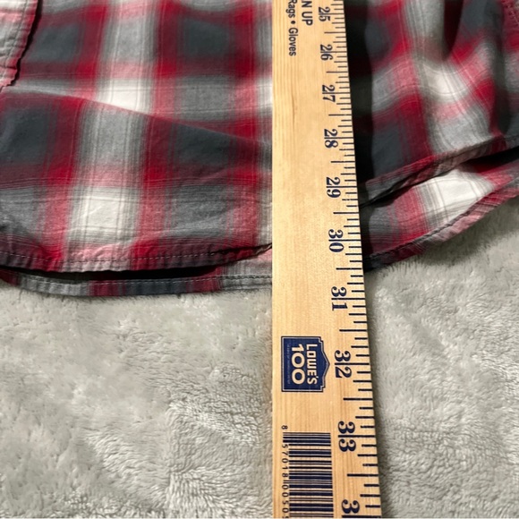 Banana Republic Factory Mens XL Shirt Button Up Long Sleeves Red/GrayPlaid - Picture 4 of 13